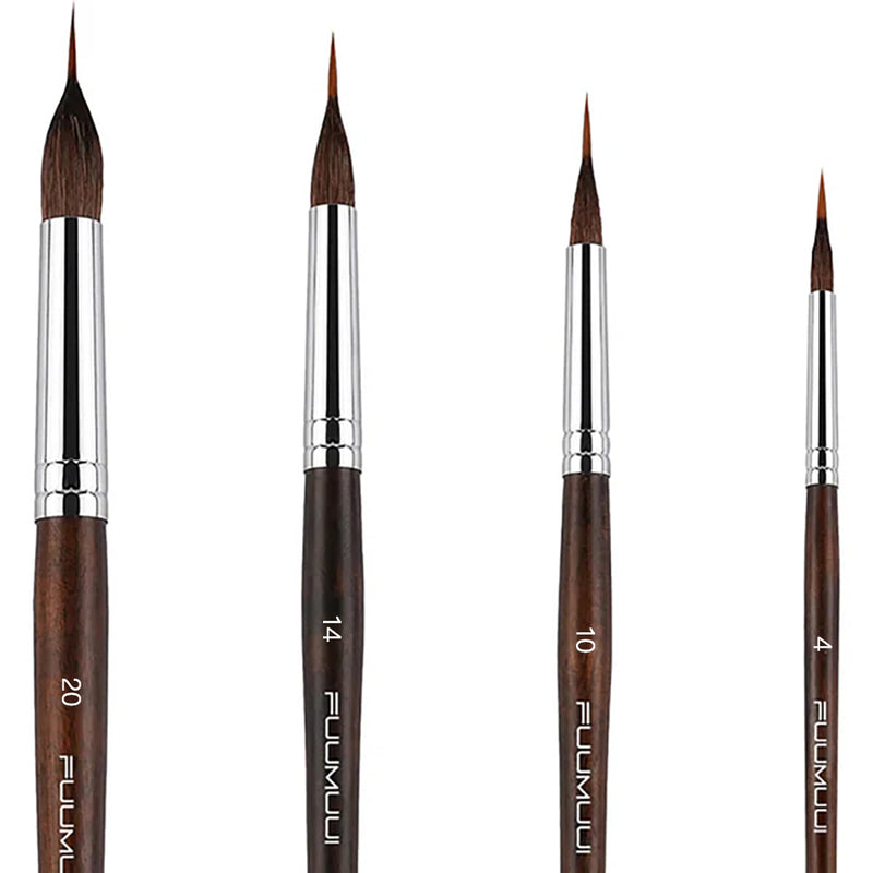 Fuumuui professional natural sable extended point brushes, best seller set.