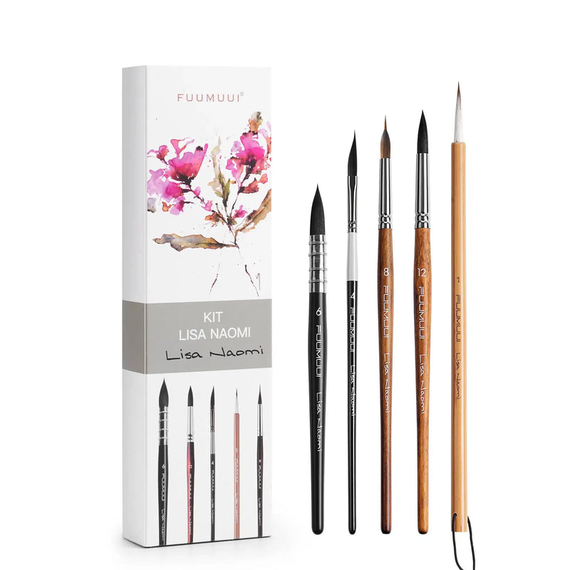 Fuumuui x Lisa Naomi professional watercolour mixed brush set.